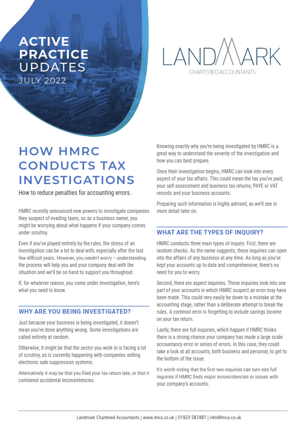 July 2022 - How HMRC Conducts Tax Investigations