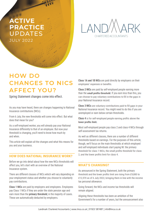July 2022 - How Do Changes To NICS Affect You?