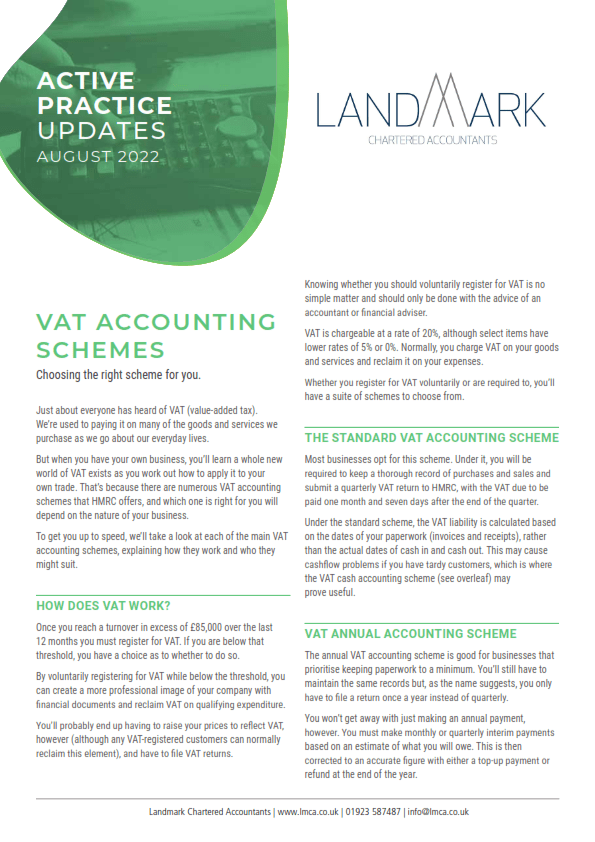 August 2022 - VAT Accounting Schemes