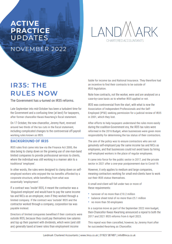 November 2022 - IR35: The Rules Now